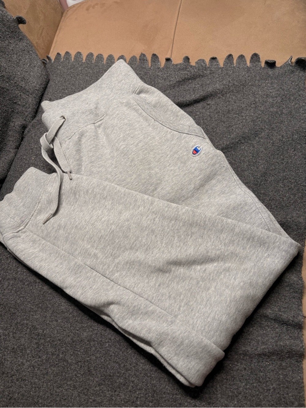 Champion Light Gray Fleece Joggers with Logo